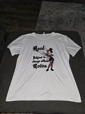 White Graphic Tee "Mood: Subject to Change without Notice"